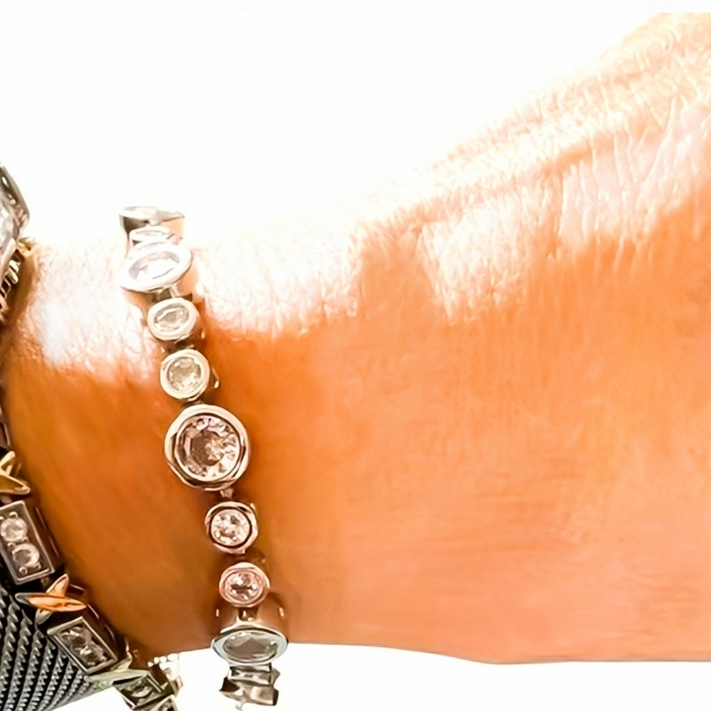 Silver and zirconia bubble bracelet; nwot